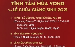 Chương trình mùa vọng và lễ Chúa Giáng Sinh 2021 