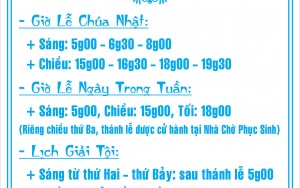 LỊCH SINH HOẠT MỤC VỤ GIÁO XỨ.