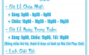 Lịch Sinh hoạt mục vụ của Giáo xứ.