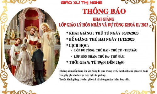 KHAI GIẢNG LỚP GIÁO LÝ HÔN NHÂN VÀ DỰ TÒNG KHÒA II/2023